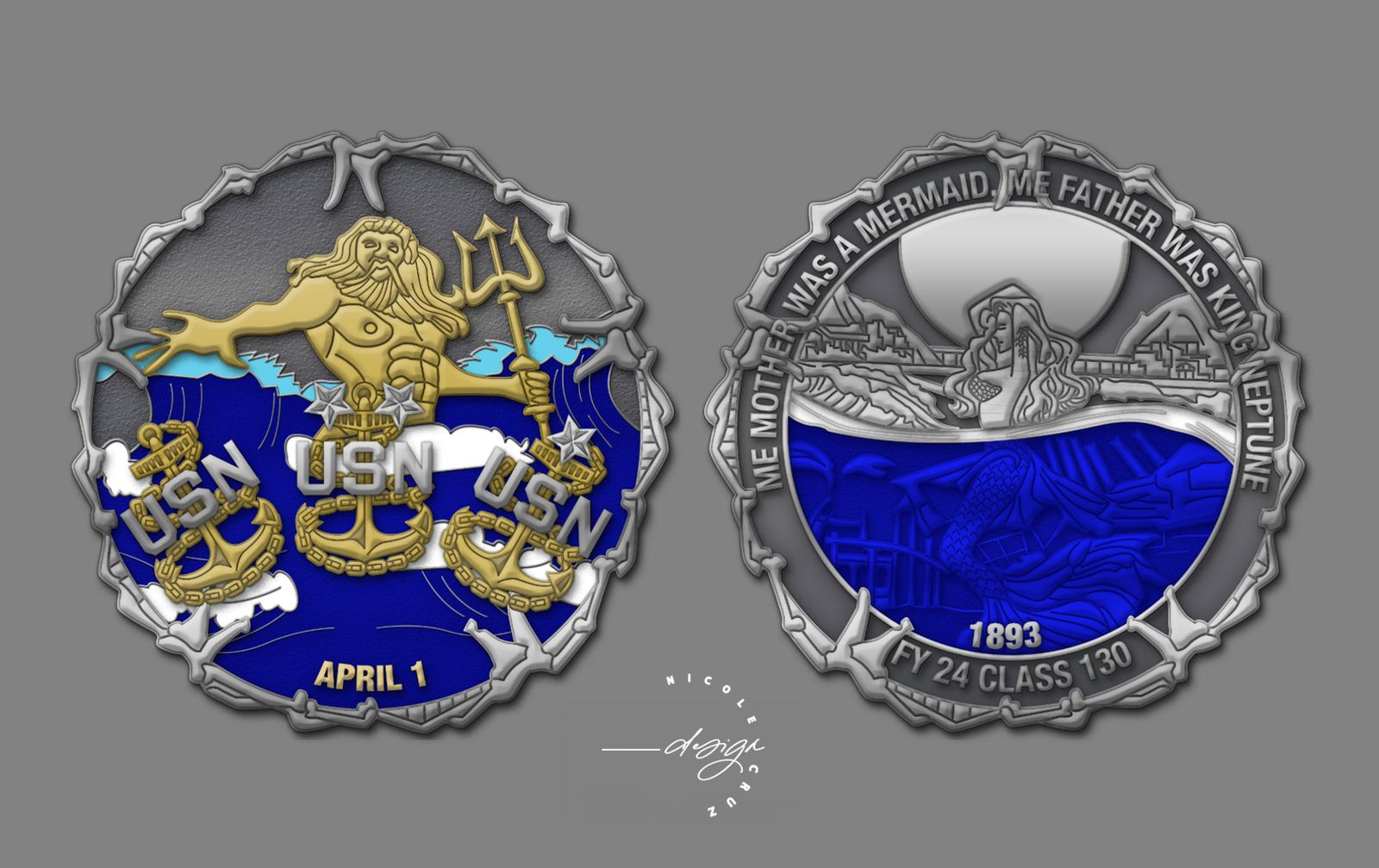 King Neptune Navy challenge coin