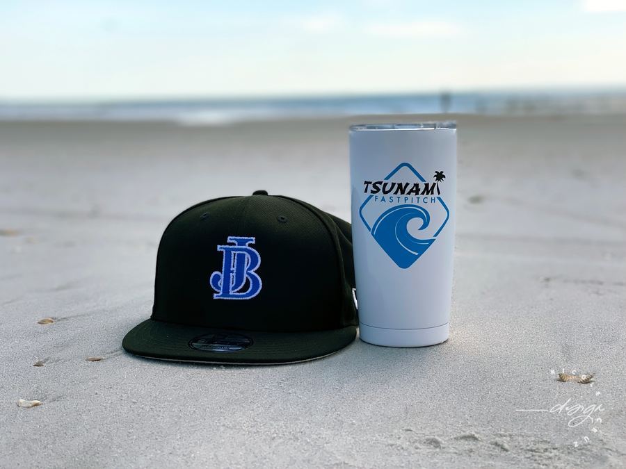 Team snapback cap and Tsunami Fastpitch tumbler
