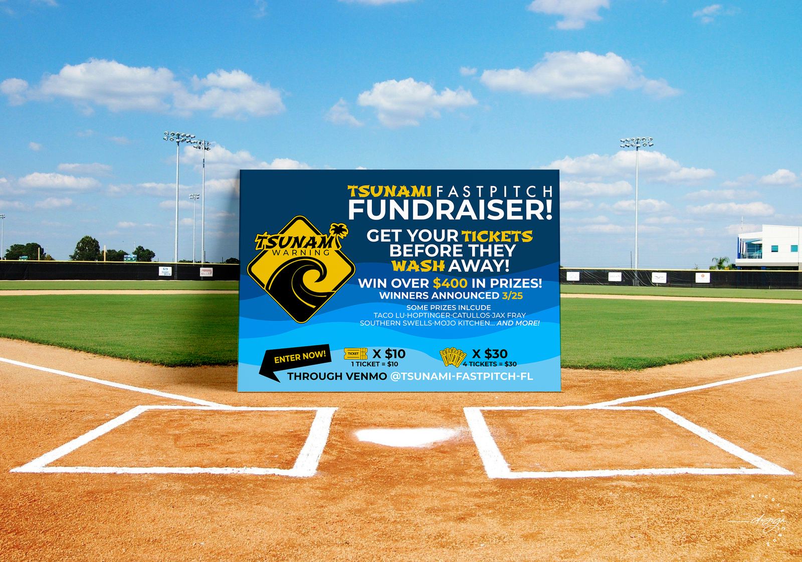 Tsunami Fastpitch fundraiser raffle flyer