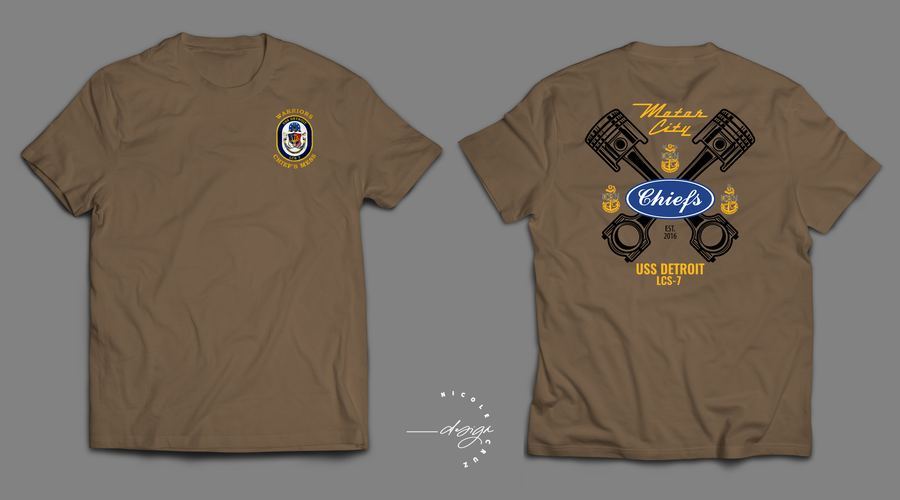 USS Detroit Chief's Mess tee, front and back