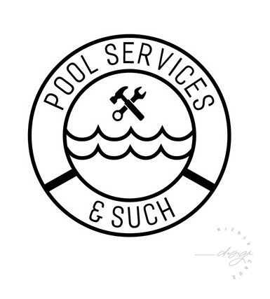 Pool Services and Such logo, black and white