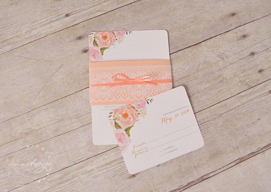 Floral wedding invitation suite
