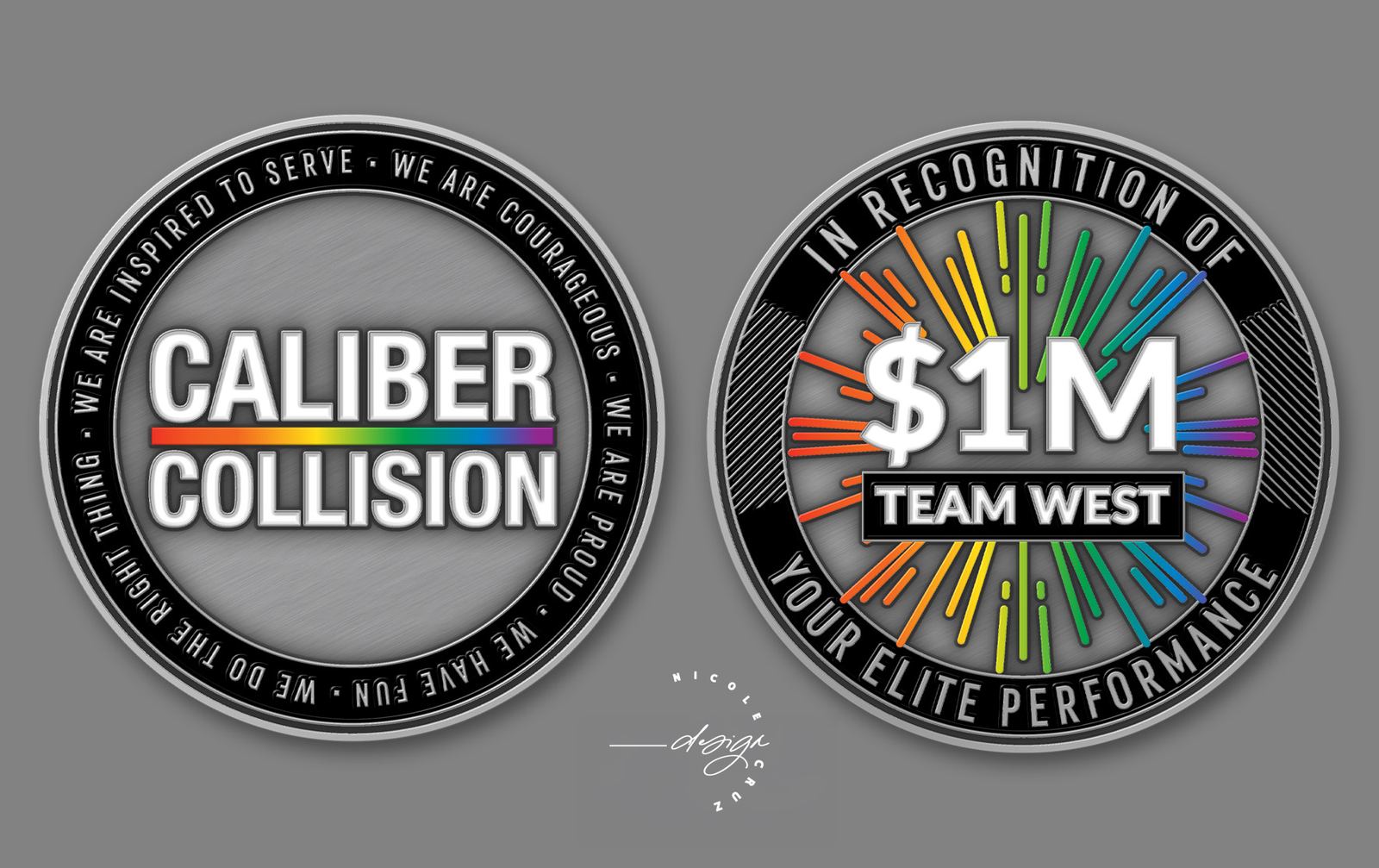 Caliber Collision $1M Team West challenge coin