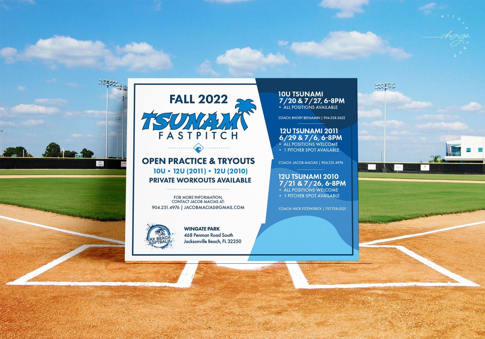 Tsunami Fastpitch tryouts flyer
