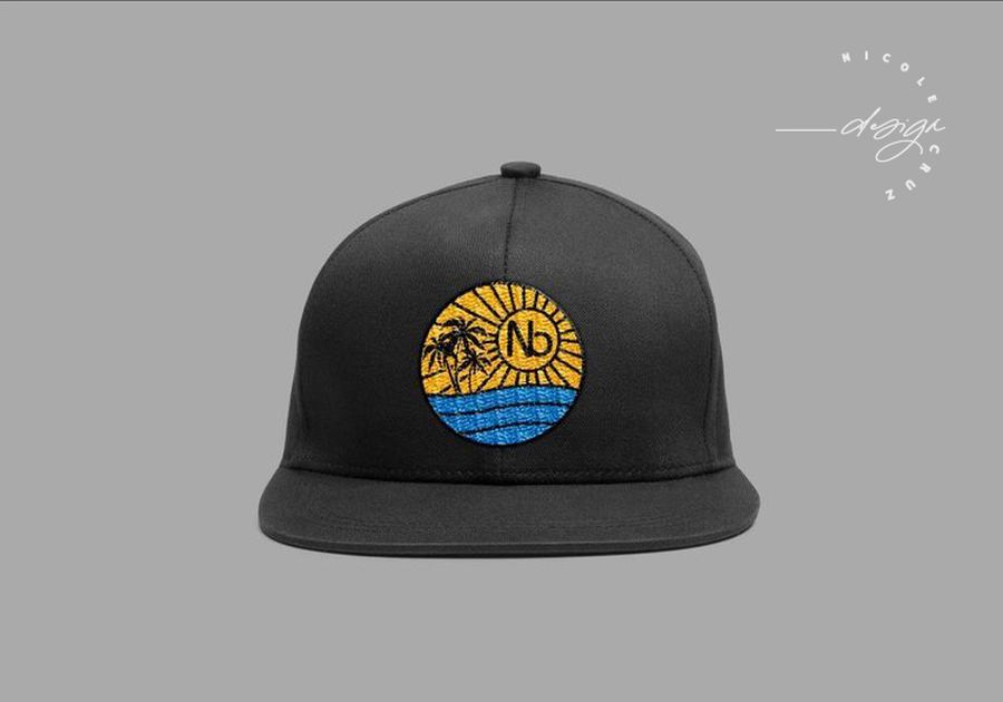 Neptune Beach sun and palm embroidered cap